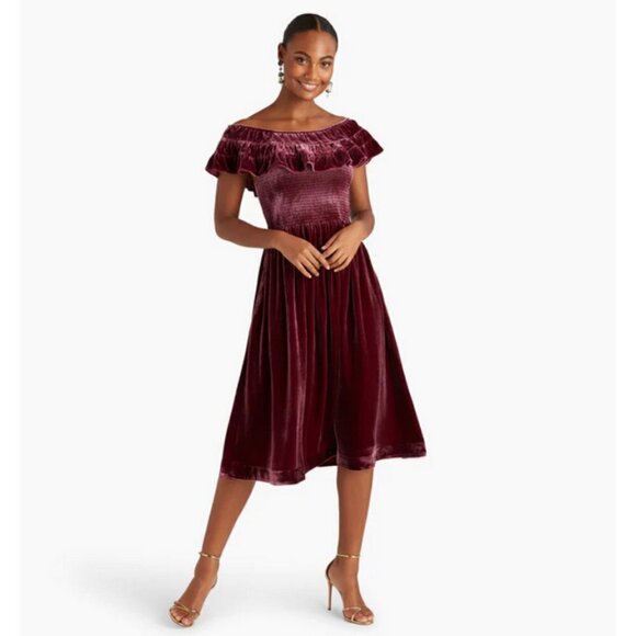 💕HILL HOUSE💕 The Akilah Nap Dress ~ Burgundy Velvet Small S NWT - Picture 2 of 15